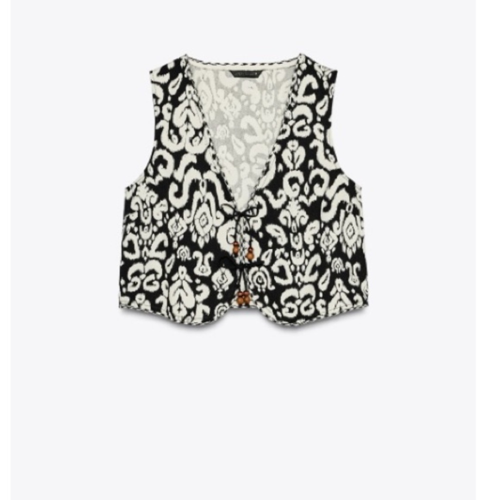Zara Black and White Patterned Vest Top